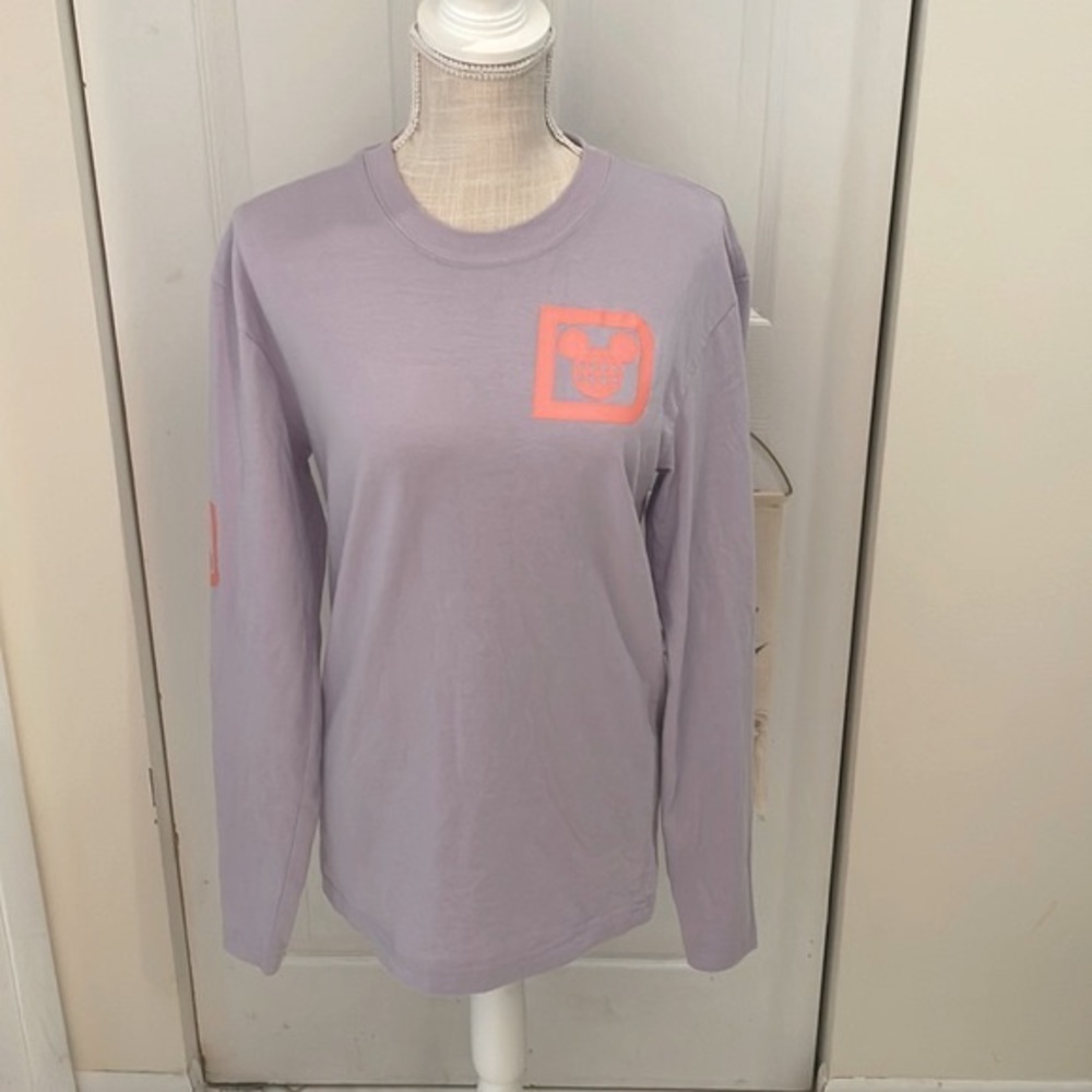 Disney World Parks Logo Light Purple Graphic Long Sleeve Tee Shirt